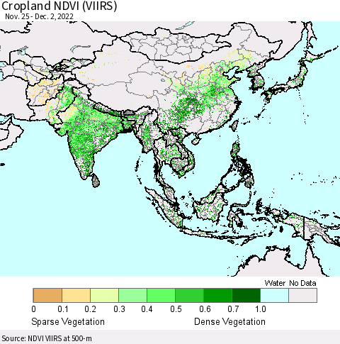 Asia Cropland NDVI (VIIRS) Thematic Map For 11/25/2022 - 12/2/2022
