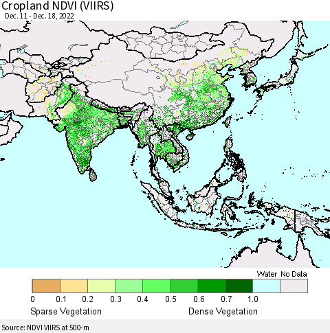 Asia Cropland NDVI (VIIRS) Thematic Map For 12/11/2022 - 12/18/2022