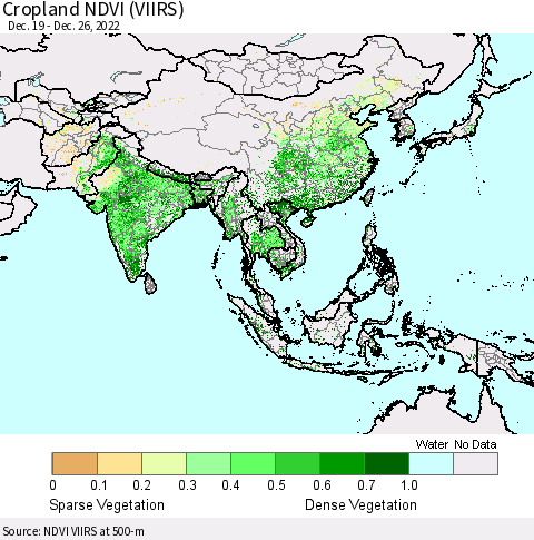 Asia Cropland NDVI (VIIRS) Thematic Map For 12/19/2022 - 12/26/2022