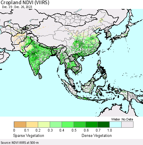 Asia Cropland NDVI (VIIRS) Thematic Map For 12/19/2023 - 12/26/2023