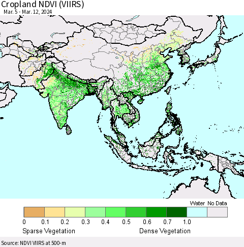 Asia Cropland NDVI (VIIRS) Thematic Map For 3/5/2024 - 3/12/2024