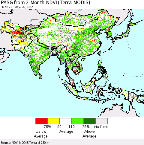 Asia PASG from 2-Month NDVI (Terra-MODIS) Thematic Map For 5/17/2022 - 5/24/2022