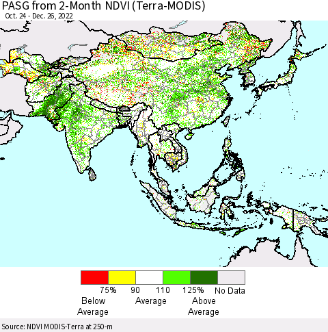 Asia PASG from 2-Month NDVI (Terra-MODIS) Thematic Map For 12/19/2022 - 12/26/2022