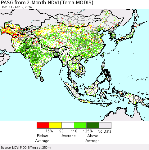 Asia PASG from 2-Month NDVI (Terra-MODIS) Thematic Map For 2/2/2024 - 2/9/2024
