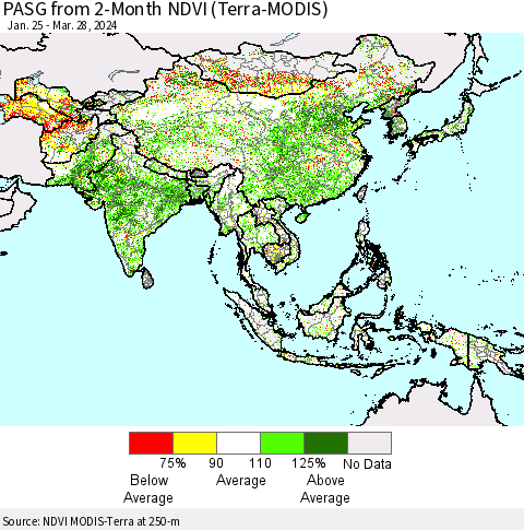 Asia PASG from 2-Month NDVI (Terra-MODIS) Thematic Map For 3/21/2024 - 3/28/2024
