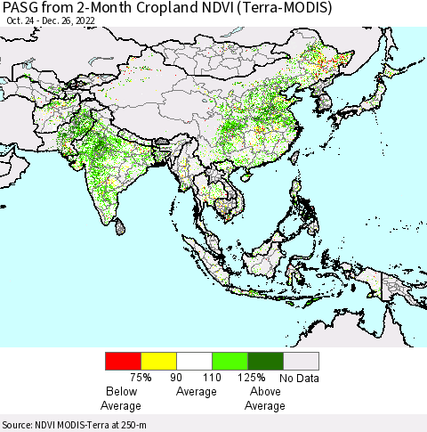 Asia PASG from 2-Month Cropland NDVI (Terra-MODIS) Thematic Map For 12/19/2022 - 12/26/2022