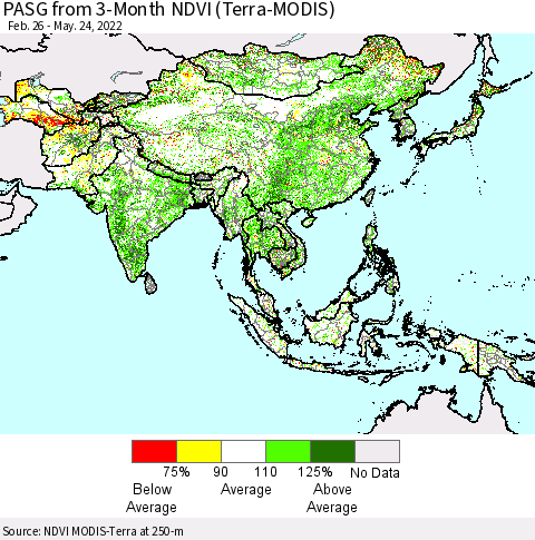 Asia PASG from 3-Month NDVI (Terra-MODIS) Thematic Map For 5/17/2022 - 5/24/2022
