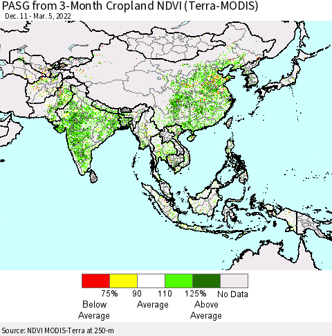 Asia PASG from 3-Month Cropland NDVI (Terra-MODIS) Thematic Map For 2/26/2022 - 3/5/2022