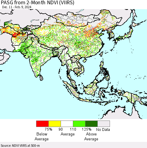 Asia PASG from 2-Month NDVI (VIIRS) Thematic Map For 2/2/2024 - 2/9/2024