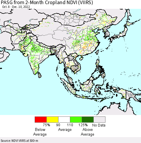 Asia PASG from 2-Month Cropland NDVI (VIIRS) Thematic Map For 12/3/2022 - 12/10/2022