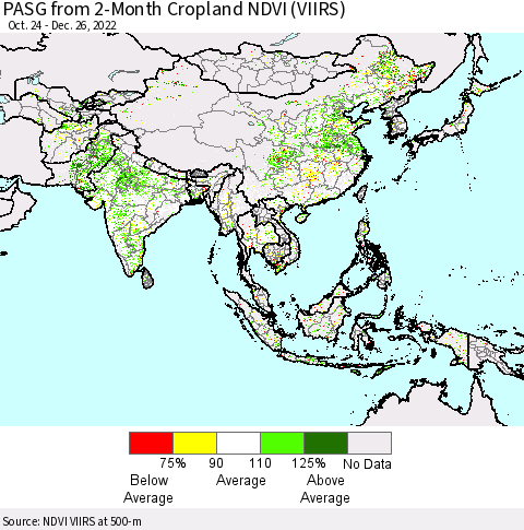 Asia PASG from 2-Month Cropland NDVI (VIIRS) Thematic Map For 12/19/2022 - 12/26/2022