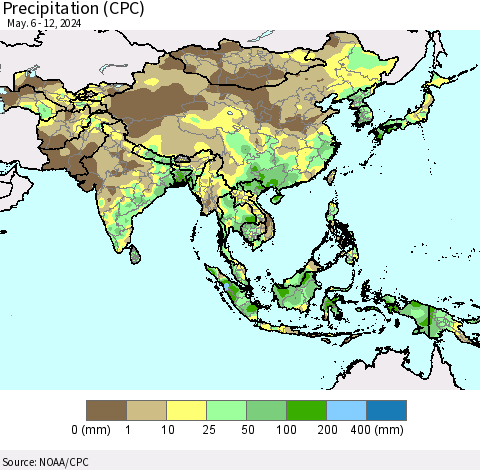 Asia Precipitation (CPC) Thematic Map For 5/6/2024 - 5/12/2024