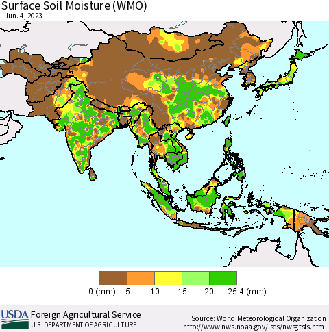 Asia Surface Soil Moisture (WMO) Thematic Map For 5/29/2023 - 6/4/2023