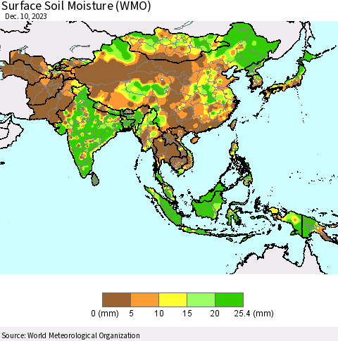 Asia Surface Soil Moisture (WMO) Thematic Map For 12/4/2023 - 12/10/2023
