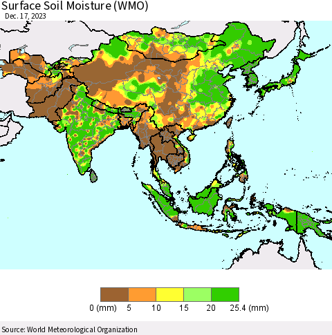 Asia Surface Soil Moisture (WMO) Thematic Map For 12/11/2023 - 12/17/2023