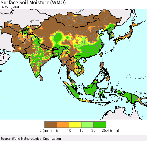 Asia Surface Soil Moisture (WMO) Thematic Map For 4/29/2024 - 5/5/2024