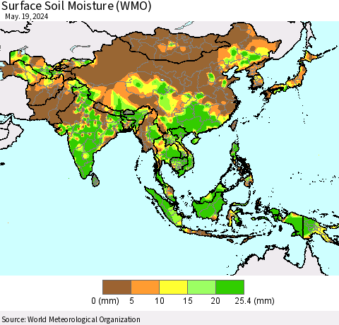 Asia Surface Soil Moisture (WMO) Thematic Map For 5/13/2024 - 5/19/2024