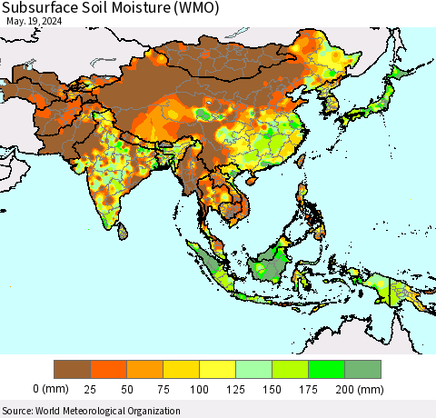 Asia Subsurface Soil Moisture (WMO) Thematic Map For 5/13/2024 - 5/19/2024