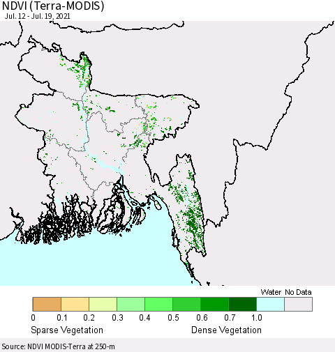 Bangladesh NDVI (Terra-MODIS) Thematic Map For 7/12/2021 - 7/19/2021