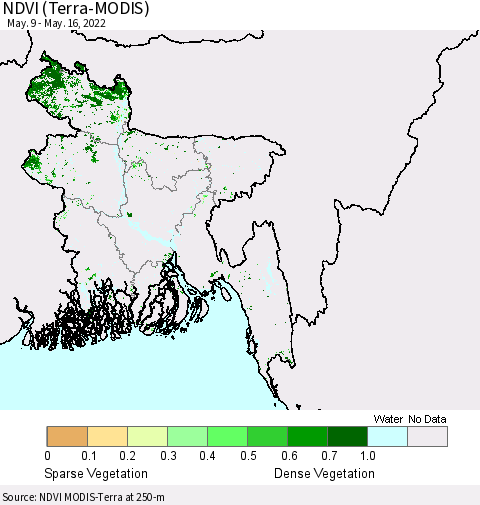 Bangladesh NDVI (Terra-MODIS) Thematic Map For 5/9/2022 - 5/16/2022