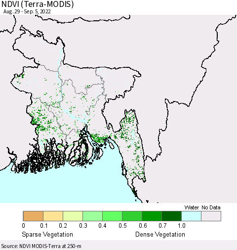 Bangladesh NDVI (Terra-MODIS) Thematic Map For 8/29/2022 - 9/5/2022
