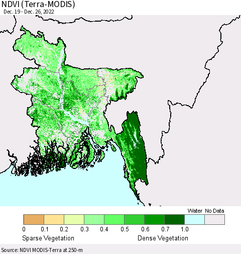 Bangladesh NDVI (Terra-MODIS) Thematic Map For 12/19/2022 - 12/26/2022