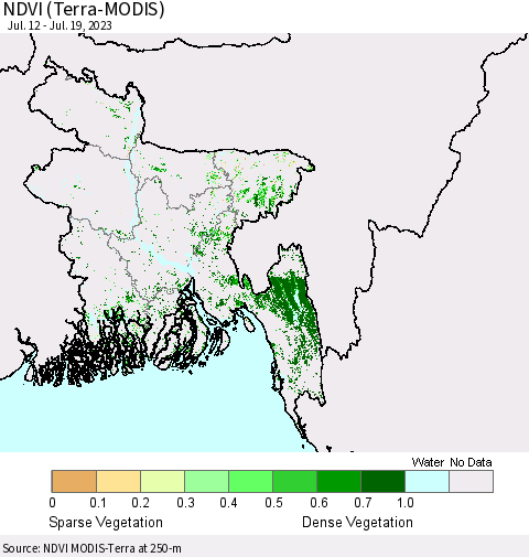 Bangladesh NDVI (Terra-MODIS) Thematic Map For 7/12/2023 - 7/19/2023