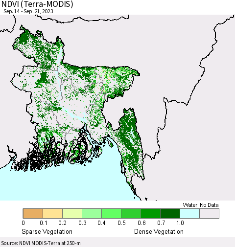 Bangladesh NDVI (Terra-MODIS) Thematic Map For 9/14/2023 - 9/21/2023