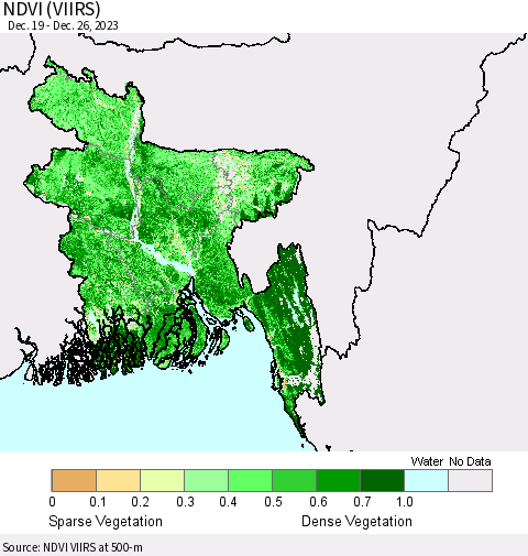 Bangladesh NDVI (VIIRS) Thematic Map For 12/19/2023 - 12/26/2023