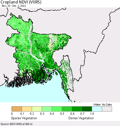 Bangladesh Cropland NDVI (VIIRS) Thematic Map For 11/25/2022 - 12/2/2022