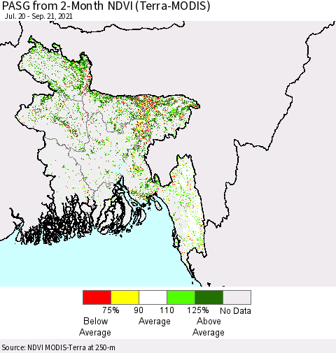 Bangladesh PASG from 2-Month NDVI (Terra-MODIS) Thematic Map For 9/14/2021 - 9/21/2021