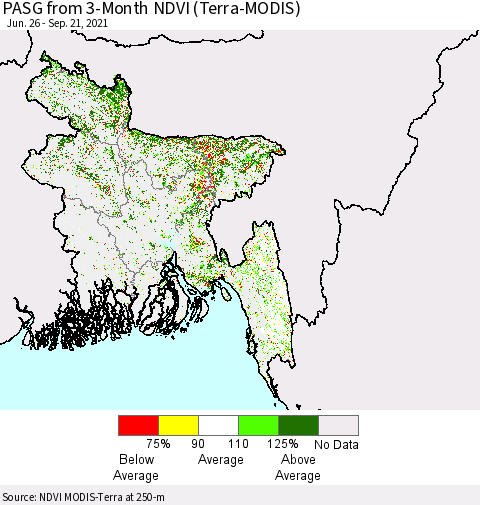 Bangladesh PASG from 3-Month NDVI (Terra-MODIS) Thematic Map For 9/14/2021 - 9/21/2021