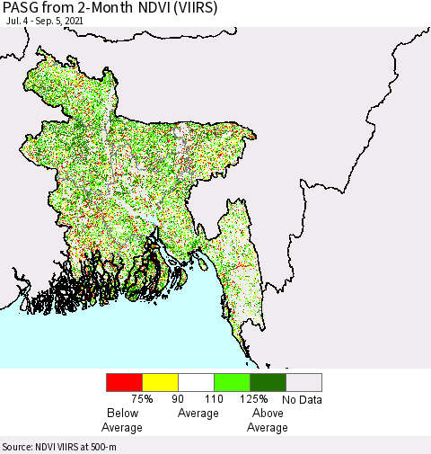 Bangladesh PASG from 2-Month NDVI (VIIRS) Thematic Map For 8/29/2021 - 9/5/2021