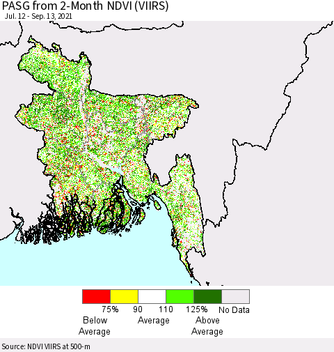 Bangladesh PASG from 2-Month NDVI (VIIRS) Thematic Map For 9/6/2021 - 9/13/2021