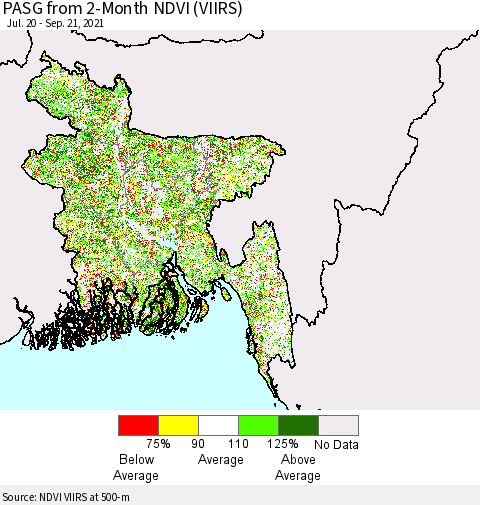 Bangladesh PASG from 2-Month NDVI (VIIRS) Thematic Map For 9/14/2021 - 9/21/2021