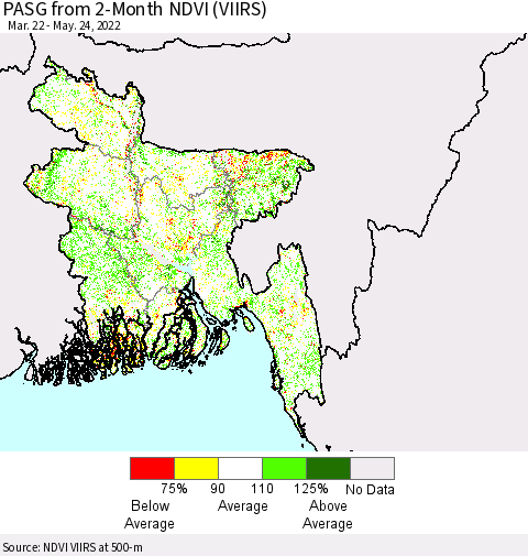 Bangladesh PASG from 2-Month NDVI (VIIRS) Thematic Map For 5/17/2022 - 5/24/2022
