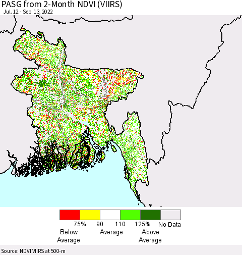 Bangladesh PASG from 2-Month NDVI (VIIRS) Thematic Map For 9/6/2022 - 9/13/2022