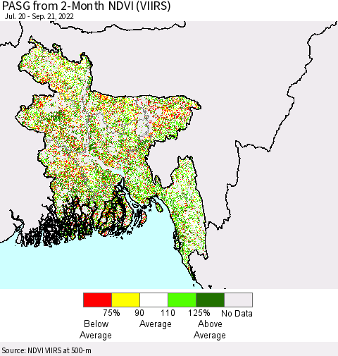 Bangladesh PASG from 2-Month NDVI (VIIRS) Thematic Map For 9/14/2022 - 9/21/2022