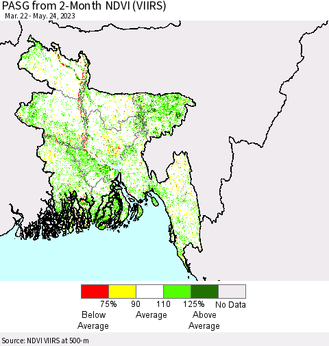 Bangladesh PASG from 2-Month NDVI (VIIRS) Thematic Map For 5/17/2023 - 5/24/2023