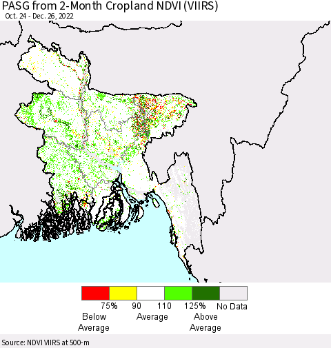 Bangladesh PASG from 2-Month Cropland NDVI (VIIRS) Thematic Map For 12/19/2022 - 12/26/2022