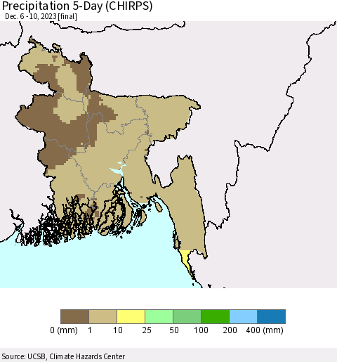 Bangladesh Precipitation 5-Day (CHIRPS) Thematic Map For 12/6/2023 - 12/10/2023