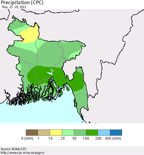 Bangladesh Precipitation (CPC) Thematic Map For 5/23/2022 - 5/29/2022