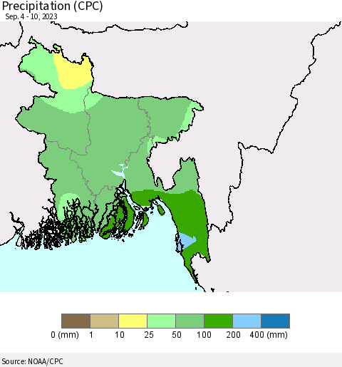 Bangladesh Precipitation (CPC) Thematic Map For 9/4/2023 - 9/10/2023