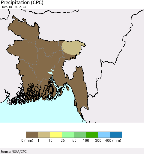 Bangladesh Precipitation (CPC) Thematic Map For 12/18/2023 - 12/24/2023