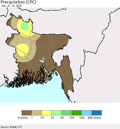 Bangladesh Precipitation (CPC) Thematic Map For 12/25/2023 - 12/31/2023