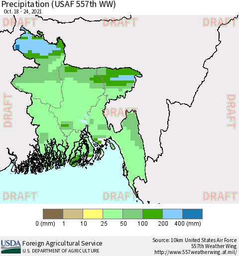 Bangladesh Precipitation (USAF 557th WW) Thematic Map For 10/18/2021 - 10/24/2021