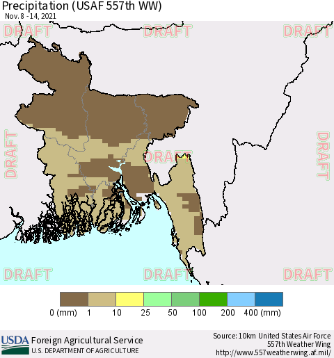 Bangladesh Precipitation (USAF 557th WW) Thematic Map For 11/8/2021 - 11/14/2021