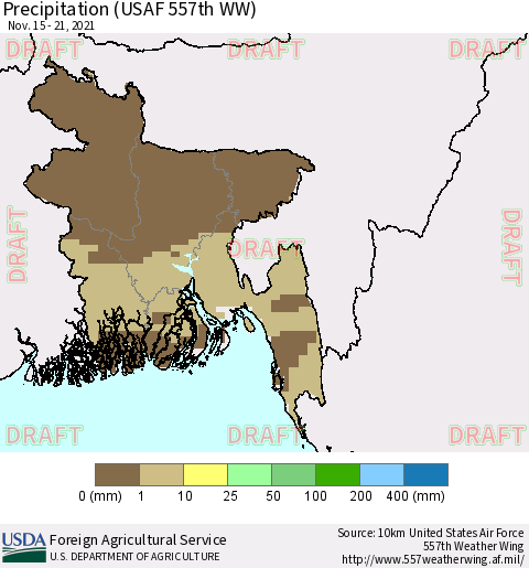 Bangladesh Precipitation (USAF 557th WW) Thematic Map For 11/15/2021 - 11/21/2021
