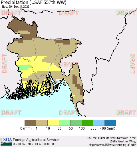 Bangladesh Precipitation (USAF 557th WW) Thematic Map For 11/29/2021 - 12/5/2021