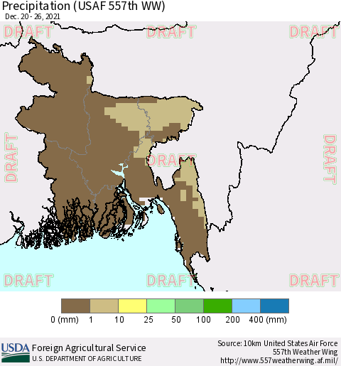 Bangladesh Precipitation (USAF 557th WW) Thematic Map For 12/20/2021 - 12/26/2021